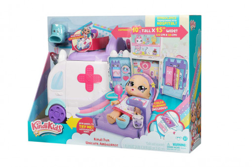 Set de joaca cu ambulanta, 4 bucati, Kindi Kids, multicolor