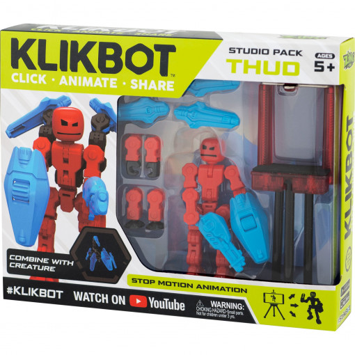 Set Figurina Robot articulat cu arme si suport telefon KlikBot Studio - Rosu