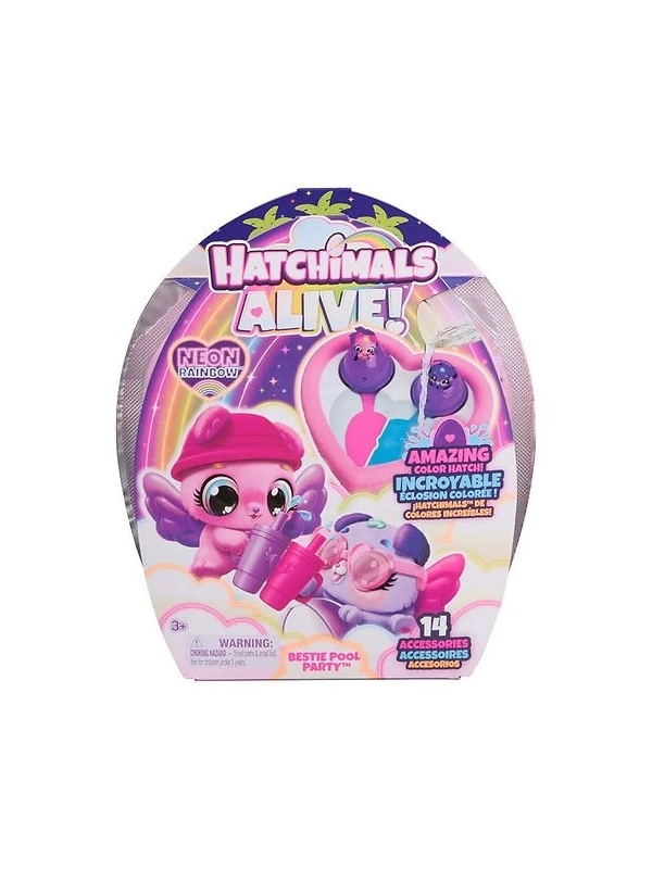 Set figurine Hatchimals Alive Curcubeu, Spin Master, Bestie Pool Party