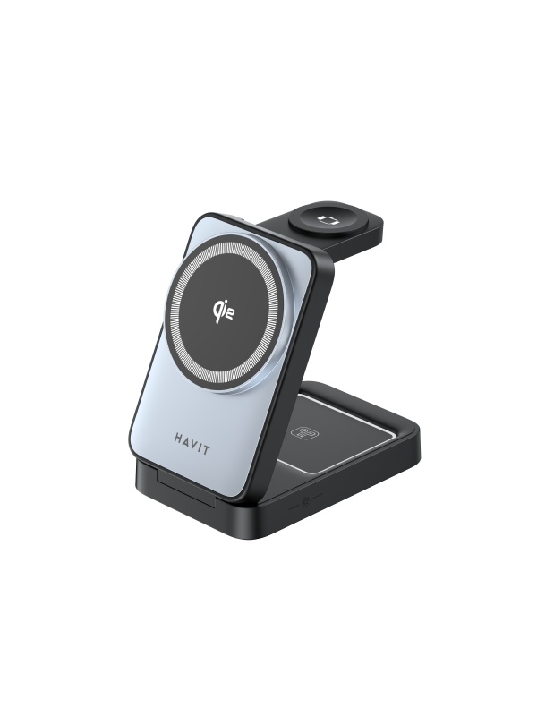 Statie de incarcare 3 in 1 wireless HAVIT W3103, 15 W, Negru – Gri, 96 x 65 x 30 mm