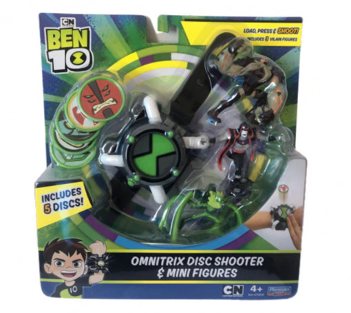 Ceas Ben 10 - Omnitrix, cu lansator discuri si 3 figurine