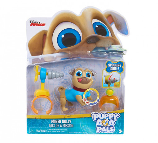 Figurina Puppy Dog Pals cu lumini si sunete - Rolly with Drill & Helmet
