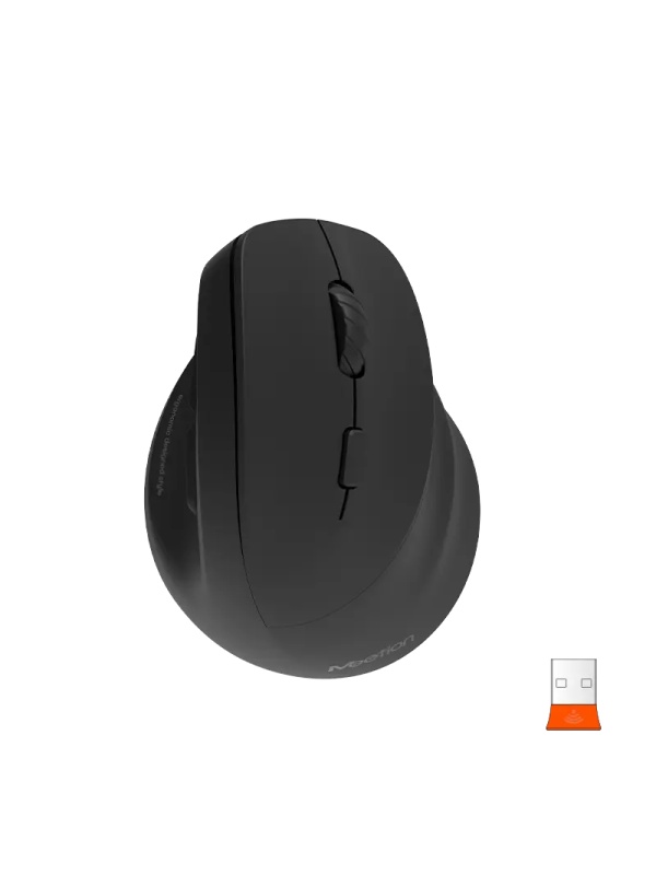 Mouse ergonomic wireless pentru dreptaci Meetion BTM010R, 2400 dpi, Negru
