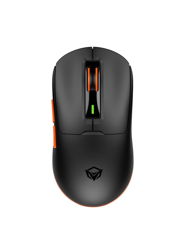Mouse office/gaming wireless Meetion R545, Reincarcabil, 2.4 GHz, 8000 dpi, 123 x 62.5 x 39 mm, Negru - Portocaliu