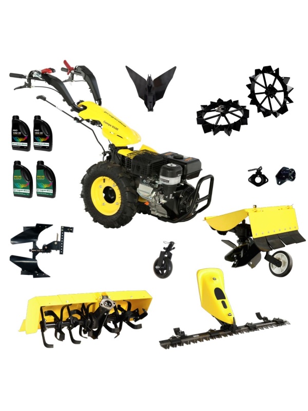ProGARDEN Pachet Campo U16E Motocultor 14CP + BC120M Bara cosire + 3xPlug + FT90 Freza tractata + 2xRoti metalice RM47 + 2xCuple + 4L Ulei