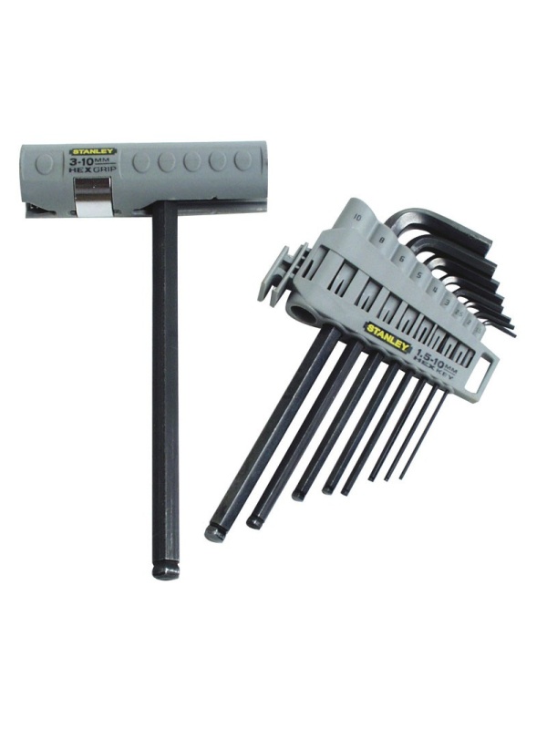 Stanley 0-89-904 Set 9 imbusuri cu maner, combinate, cap sferic si drepte 1.5-10 mm