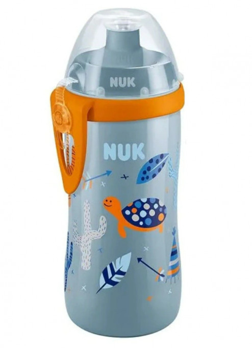 Biberon Nuk Junior Cup, Cu adaptor push pull 300 ml, 3+ ani, Gri