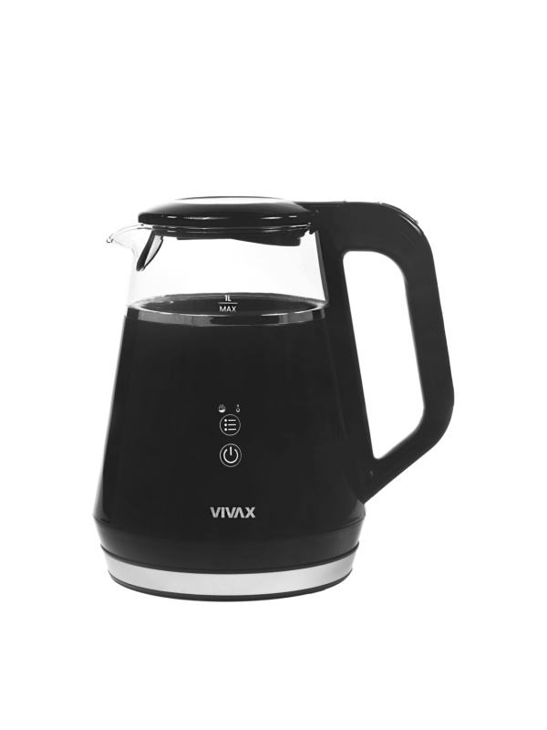 Fierbator Vivax WH-100DB, 1100 W, 1 litru, Digital, Sticla, Negru