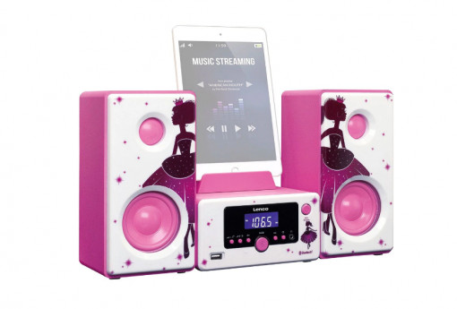 Microsistem Lenco MC-020 Princess, FM, USB, Bluetooth, Roz