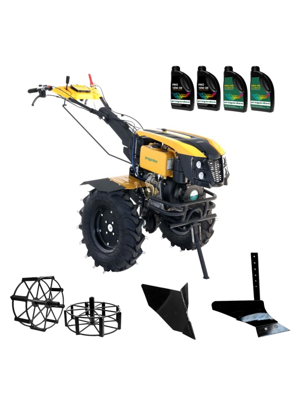 ProGARDEN Pachet Campo 1273 Alpine V2, Motocultor 12CP + Plug simplu+ Plug bilonat/rarita + 2 Roti metalice 540x170 + 4 L Ulei