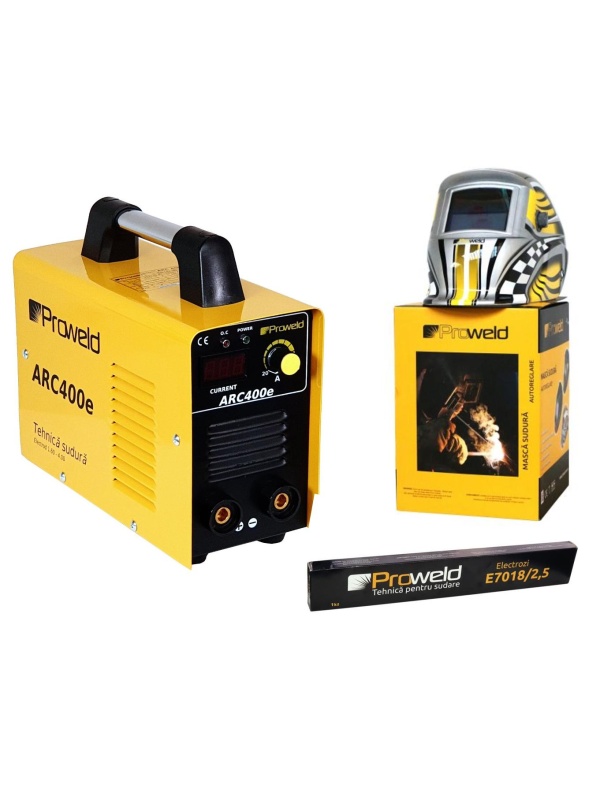 ProWeld ARC400e Invertor sudura + LYG-8507A masca sudura automata LCD + E7018 electrozi bazici 2.5mm, 1kg