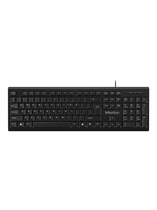 Tastaura office cu fir Meetion K100, USB, Multimedia, Lungime cablu 1.5 m, 440 x 139 x 25 mm, Negru