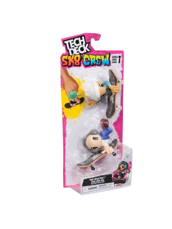 Tech Deck, SK8 Crew, set 2 mini placi de skateboard cu 2 figurine, model 1