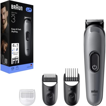 Aparat de tuns Braun Series 3 AIO3500 multifunctional gri 0-21mm 50min