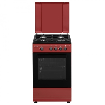 Aragaz Samus SM566APGS, 4 arzatoare gaz, cuptor gaz 49 L, capac metalic, diuze GPL montate, 50x50 cm, Burgundy/Negru