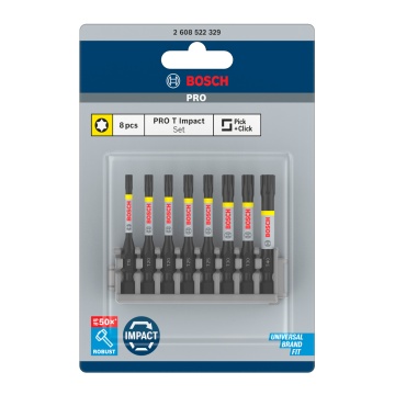 Bosch Set mixt 8 biti impact Torx 55mm, suport standard T15, T20, T25, T30, T40 - Img 2