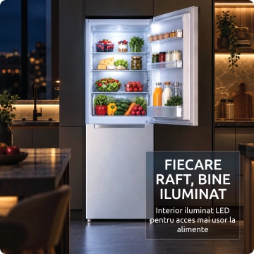 Combina frigorifica Albatros CF335IME, 248 L, Motor Inverter, Congelator 110 L, Clasa E, Alb - Img 6