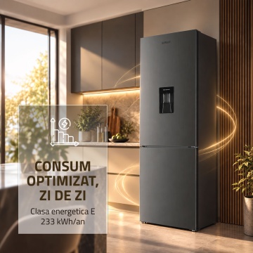 Combina frigorifica Samus SCX399IDE, 313 L, Motor Inverter, Dozator de apa, Clasa E, Inox - Img 8