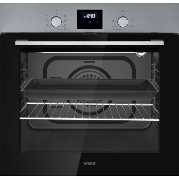 Cuptor incorporabil VIVAX BO-808BFD X, Electric, Clasa A, 80 l, 7 programe + Lumina, Grill, Convectie, Dezghetare, 2500W, Afisaj LCD digital, Timer, Child Lock, Butoane PiPo, Iluminare, Ventilatie tangentiala de racire, Usa dubla din sticla, Inox - Img 2