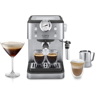 Espressor manual De'Longhi Classic EM450.M, 2 tipuri de bauturi, sistem manual de spumare, 1.7l, 1325W, 15 bar, argintiu - Img 2