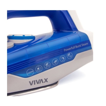Fier de calcat cu abur Vivax IR-2200SS, Putere 2200W, termostat reglabil, rezervor de apa 320ml, Albastru - Img 2