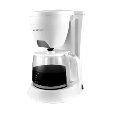Filtru de cafea Albatros Verona White 2, 680 W, 1.2 L, 8-10 cesti, filtru permanent, sistem antipicurare, Alb