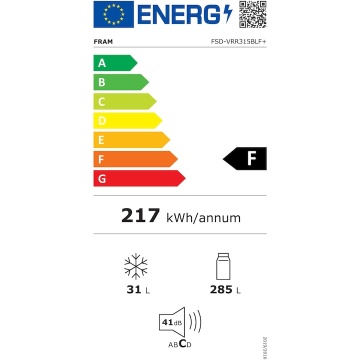 Frigider cu o usa Fram FSD-VRR315BLF+, 315l, Clasa F, Ventilator, Lumina LED, H 176.9 cm, Albastru - Img 9