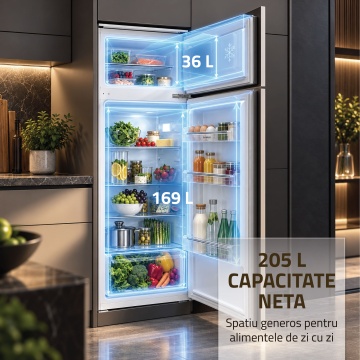 Frigider incorporabil cu 2 usi Samus SDBI299IE, 205 L, Motor Inverter, Clasa E, Accesorii de montaj incluse, Alb - Img 7