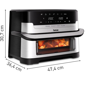 Friteuza cu Aer Cald Tefal Dual Easy Fry Flex, 2700 W, Capacitate 9 L, Touch, Air Fry & Grill, Negru - Img 4