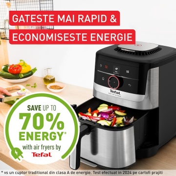 Friteuza cu aer cald Tefal Easy Fry Silence EY572DE1, 1670 W, 5l, 11 programe, pana la 220°C, afisaj digital, functie mentinere cald, argintiu & negru - Img 4