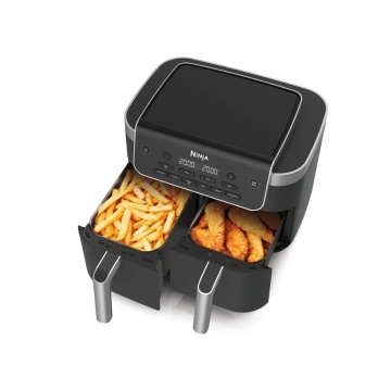 Friteuza dubla cu aer cald Ninja, 7.6L2 x 3.8L, gri metalizat - Img 3