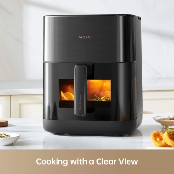 Friteuza Mova AeroChef FD10 Pro, Putere 1800 W, Capacitate bol 6 l, Tehnologie Dual HeatSync™, Temperaturi 50–230 °C, Sistem 360° Hot Poly-Air™, Ecran Tactil, 11 Programe, Negru - Img 2