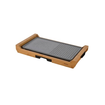 Gratar electric Vivax, EG-4020B, Suprafata gatire Neteda si Striata, Temperatura reglabila, Tava scurgere detasabila, carcasa bambus, putere 1800W - Img 2