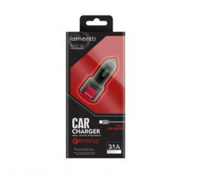 Incarcator auto Lemontti, Dual USB, 3.1A, Qualcomm 3.0, Cablu MicroUSB inclus, Negru - Img 2