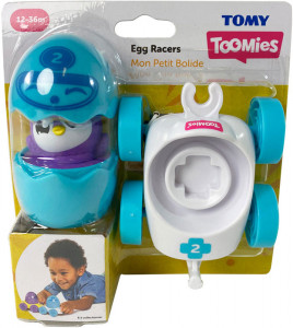 Jucarie interactiva pentru bebelusi Tomy Toomies - Ou de curse, Alb-Albastru - Img 2