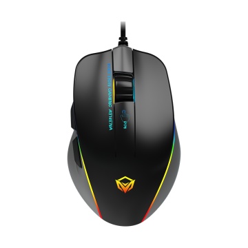 Mouse de gaming Meetion GM23, Iluminat RGB, 12800 dpi, 128 x 81 x 40 mm, Lungime cablu 1.8 m, Negru-Gri
