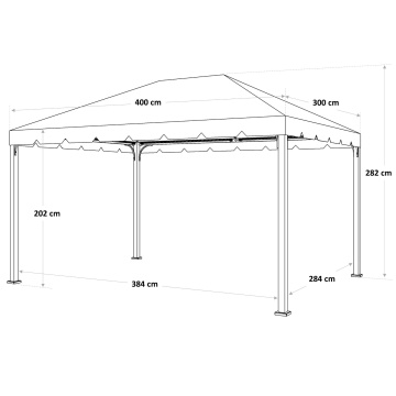 Pavilion gradina, aluminiu/poliester, 400 x 300 cm, H 282 cm, bej - Img 7