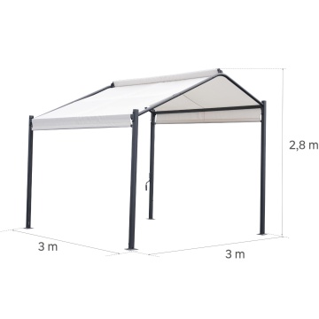 Pavilion, otel/poliester, 300 x 300 cm, H 280 cm, alb - Img 8