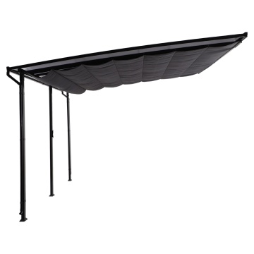 Pergola gradina, pentru perete, aluminiu/otel, 400 x 350 cm, H 270 cm, gri - Img 2