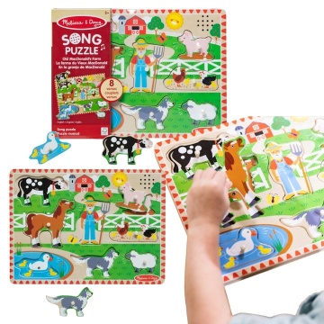 Puzzle din lemn cu sunete Melissa & Doug Spin Master - Animale de la Fermă si Fermier 2 Ani+ - Img 9