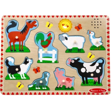 Puzzle din lemn cu sunete Melissa & Doug Spin Master - Animale de la Fermă 2 Ani+ - Img 4