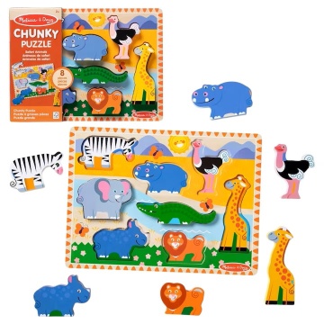 Puzzle din lemn Melissa & Doug Spin Master - Animale din Safari 8 piese 2 Ani+ - Img 3