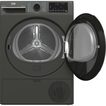 (Resigilate) Uscator de rufe Beko B3T49233M Pompa de caldura, 9 kg, 15 programe, Clasa D, Iron Finish, RecycledDry, OptiSense, Aquawave, Hygienic Refresh, Antracit - Img 3