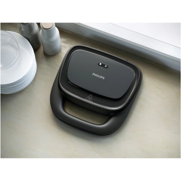 Sandwich-maker Philips HD2330/90 seria 3000, 750 W, Plite neaderente si versatile pentru sandwich-uri, panini si altele, Leduri indicatoare, Sistem de blocare rapida, Comutator pornit/oprit, Negru - Img 8