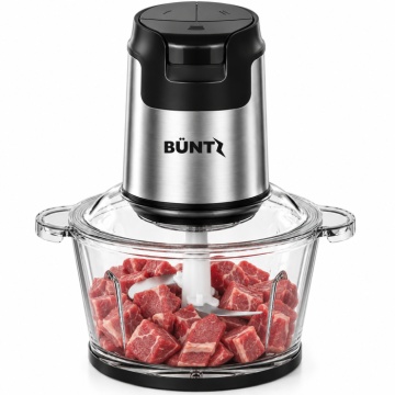 Tocator Electric BUNTZ, BFC-300S, Bol din Sticla 2L, 4 Lame din Otel Inoxidabil, 300W, Protectie la Supraincalzire, Tocator pentru Carne, Legume, Fructe, Argintiu - Img 6