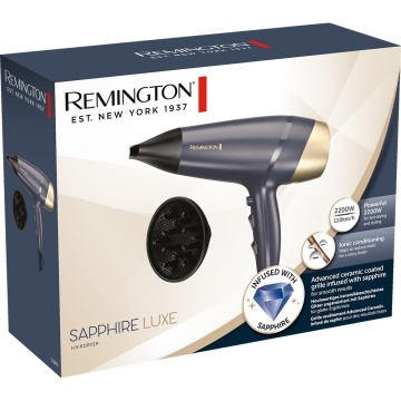 Uscator de par Remington Sapphire Luxe D5805, 2200 W, 3 trepte caldura, 2 viteze, Champagne/Bleumarin - Img 6