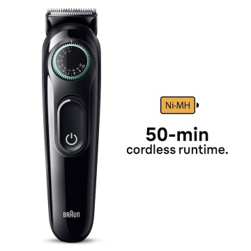 Aparat de tuns barba Braun BT3421 Series 3, Reincarcabila, 50 min autonomie, Neagru/Verde - Img 2
