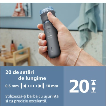 Aparat de tuns barba PHILIPS BT3617/15 cu lame cu autoascutire, 20 de setari de lungime, piepten ajustabil pentru barba (0,5-10 mm), autonomie 60 min - Img 4