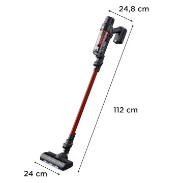 Aspirator vertical fara fir Rowenta X-Pert 7.60 RH6A73WO, 140W, autonomie 45 minute, filtrare 99%, recipient praf 0.44 L, perie cu LED, statie de incarcare cu suport accesorii, rosu & negru - Img 5