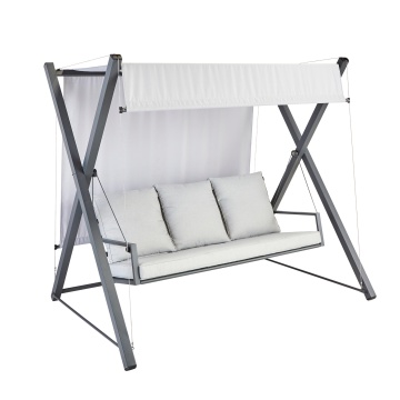 Balansoar gradina, pentru 3 persoane, otel/textil, 213 x 155 x 189 cm, gri